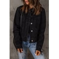 thumbnail image 2 of POGLIP Women's Black Game Day Rugby Graphic Print Distressed Denim Jacket, 2 of 5