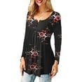 thumbnail image 2 of Wakaa Women's Henley Floral Pleated Tunic Shirt Blouse Tops, 2 of 4