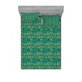 thumbnail image 2 of Ambesonne Leaves Fitted Sheet & Pillow Sham Set, Hawaiian Tropical Foliage, Twinxl, Green Night Blue, 2 of 3