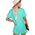 thumbnail image 2 of Nouveau T-Shirt Décontracté Col en V pour Femmes Manches Courtes Haut Ample Blouse Patchwork, 2 of 2