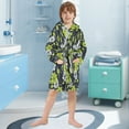 thumbnail image 5 of FORMRS Niños Bathrobe Unisex Hooded Robe Soft Plush Pajamas Sleepwear, Size 7-9T, White Flower Pattern, 5 of 7