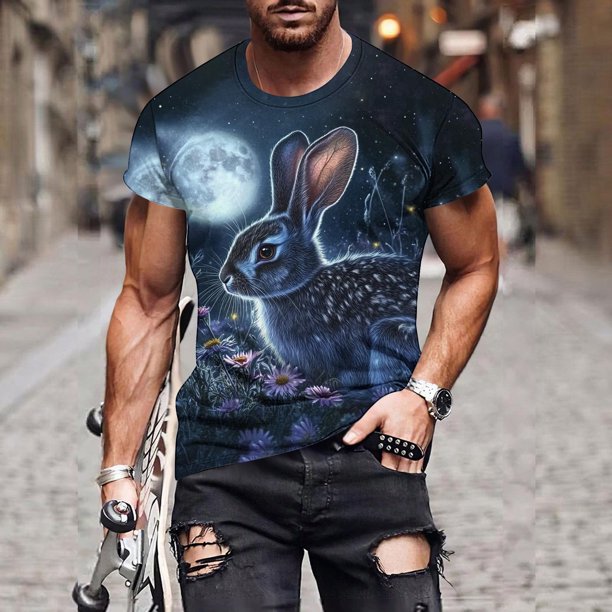 Tops para hombre, blusas y camisas de manga corta con cuello redondo para hombre, jersey informal con cuello redondo y estampado de Pascua para hombre, camisetas deportivas de manga corta, blusas de p