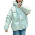 thumbnail image 2 of Gamivast Hooded Quilted Jackets for Women Lightweight Trendy Zip up Long Sleeve Stand Collar Casual Coats with Pockets Loose Drawstring Hem Jacket Warm Winter Outfits 2025, 2 of 5