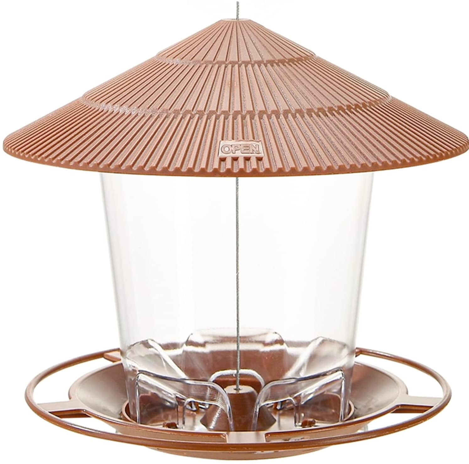 Hanizi Bird Feeder Outdoor Hanging for Wild Seed, Brown