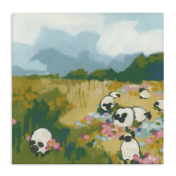 Stupell Industries Eclectic Abstract Sheep & Flowers Canvas Art, 17 x 17, by June Erica Vess