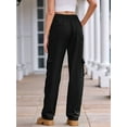 thumbnail image 4 of Women High Waisted Cargo Pants Wide Leg Casual Pants 6 Pockets Trousers Black S, 4 of 6