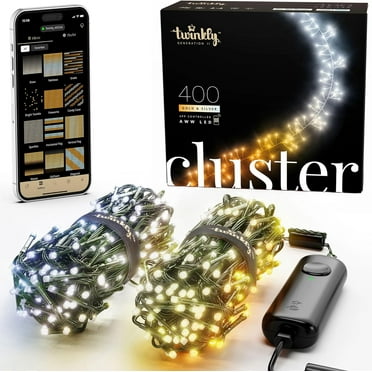 Twinkly Smart LED Christmas Lights, 400 Multicolor, 19.7ft Green Wire, App-Controlled, USB-Powered, Indoor/Outdoor