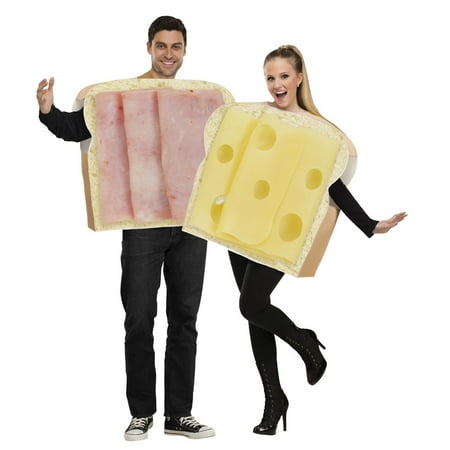 Pink Yellow Ham and Swiss Cheese Adult Couple's Costume - One