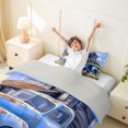 thumbnail image 3 of Castle Fairy Watercolor Vintage Pickup Twin Bedding for Kids, Farm Barn Daisy Duvet Cover Set for Bedroom, Soft Blue,Grey Reversible,2pcs,No Comforter, 3 of 6