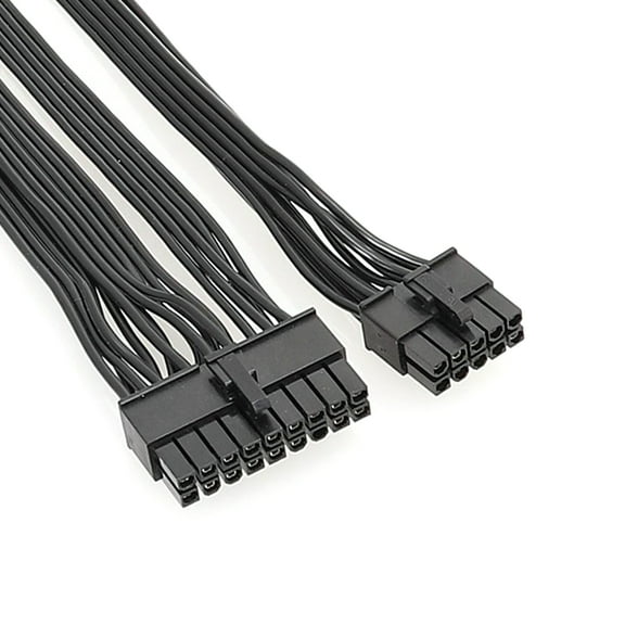 60cm Black Modular Flat Cable for G  G2 G3 P2 T2 Power Supply, Converts 10PIN  18PIN to 24PIN