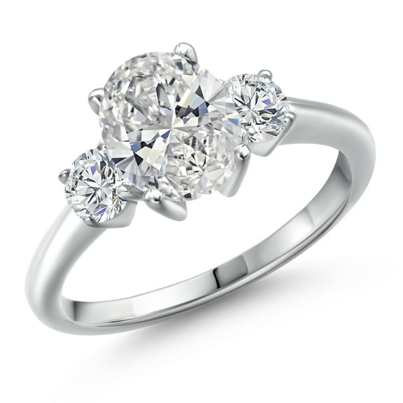 Gem Stone King 925 Sterling Silver IGI Certified Lab Grown Diamond Engagement Ring for Women | 2.04 Cttw | Center 1.50 Ct Oval Cut | D-E Color | VS1-VS2 Clarity | Size 6