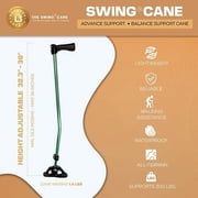 Dynamo Swing Cane - Lightweight, Heavy Duty, All-Terrain and Adjustable - Soft Ergonomic Grip, Articulating Cane Base, Stylish, Perfect for Seniors, Men and Women for Stability and Balance (Black)
