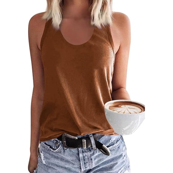 Daznico Womens Racerback Tank Top U-Neck Sleeveless Soft Stretchy Casual Summer Everyday Basic Camisole,XXL