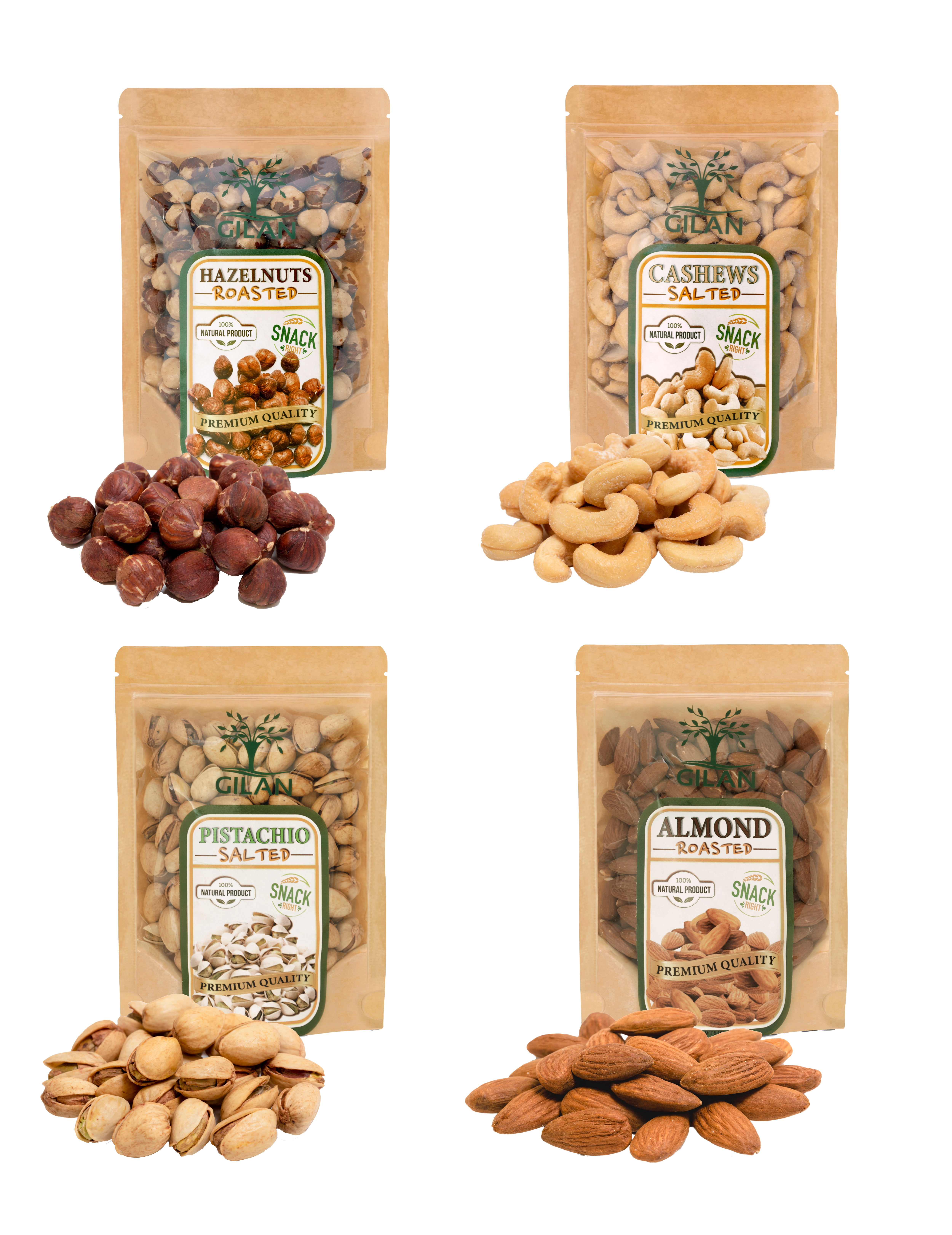 Gilan Roasted and Salted Nuts Variety Pack, 31 oz, 4Ct