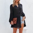 thumbnail image 1 of Blusas de otoño para mujer Blusas largas básicas con cuello en V Color sólido Estilo bohemio Traje diario FLhrweasw Nuevo, 1 of 7