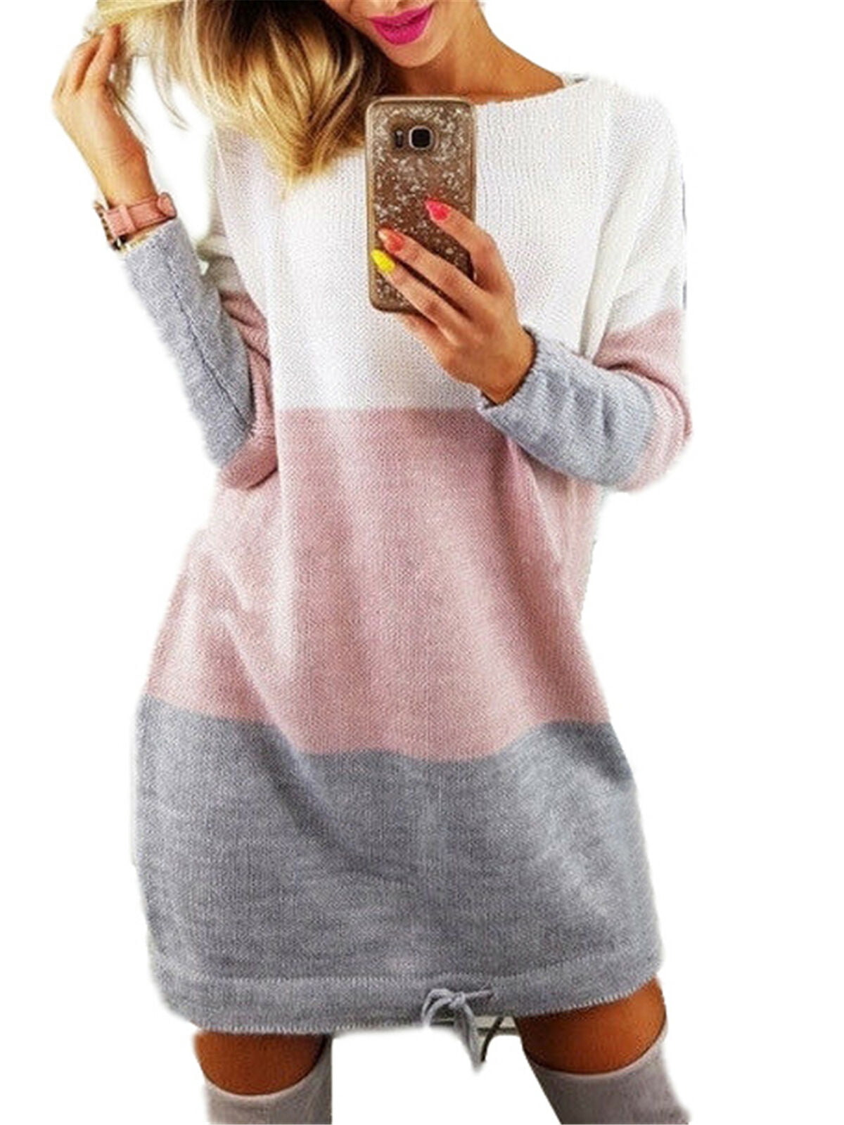 womens pink jumper dress