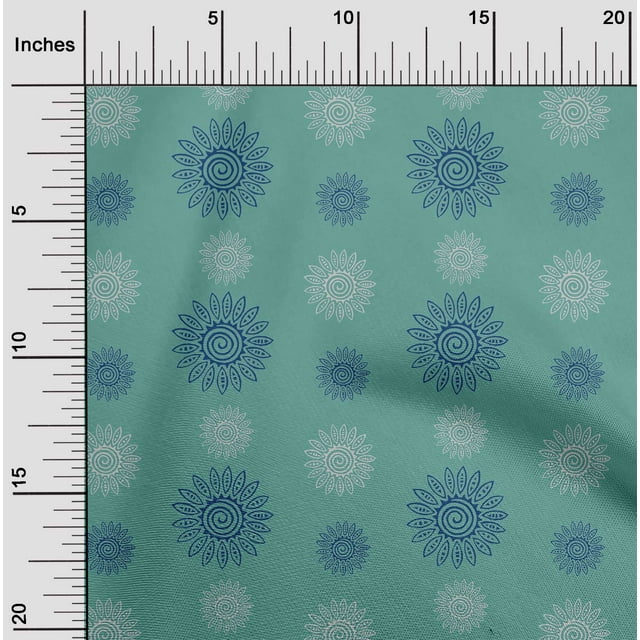 oneOone Polyester Lycra Fabric Spiral & Floral Block Decor Fabric Printed BTY 56 Inch Wide