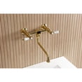thumbnail image 2 of Kingston Brass KS1217BPL Bel-Air Double-Handle Wall Mount Bathroom Faucet, Brushed Brass, 2 of 7