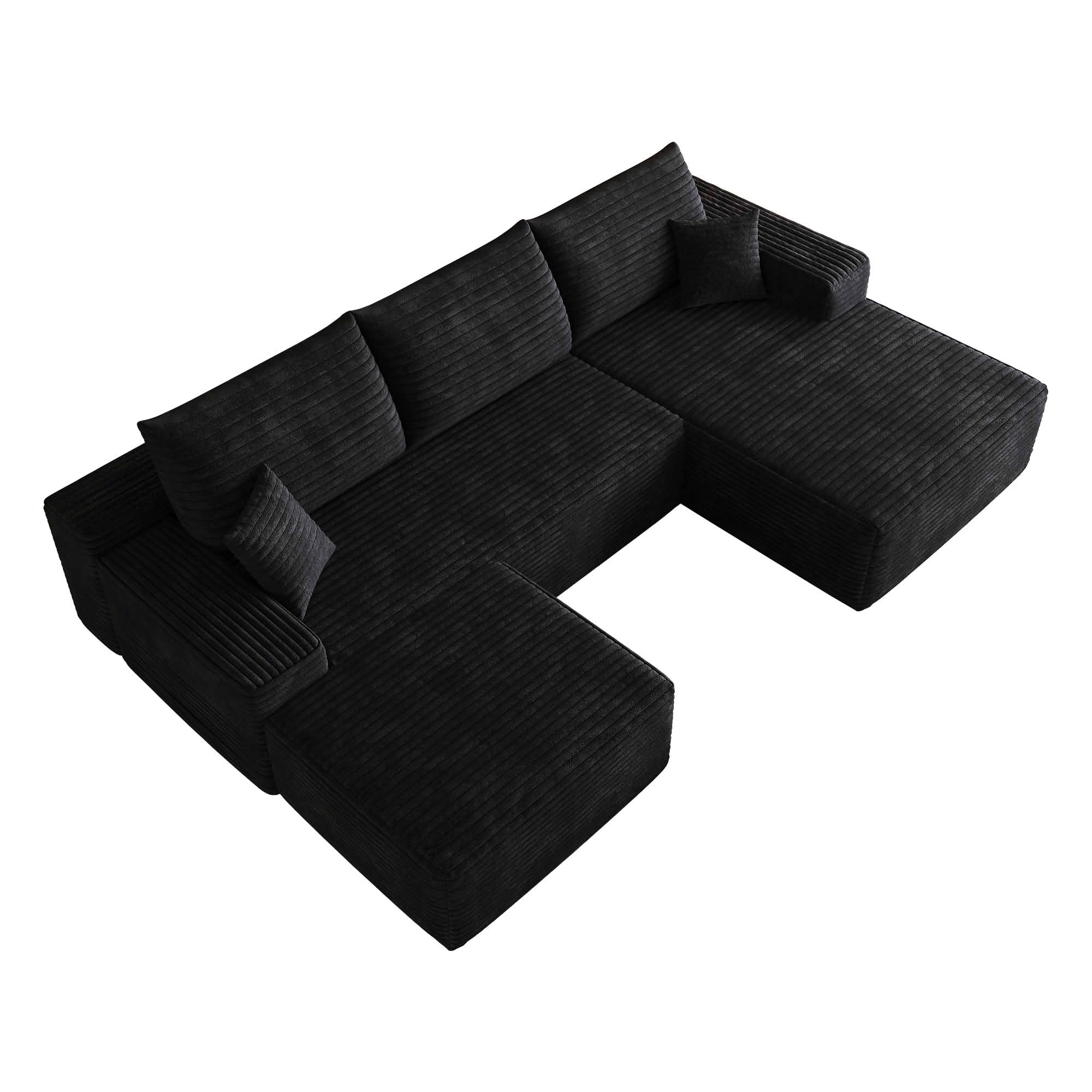 MAYEERTY 107 Inch L‑Shape Cloud Sectional Couch with Chaise, Modern Modular Deep‑Seat Sofa, Plush Corduroy Upholstered Couch, No Assembly Required for Living Room Bedroom Apartment