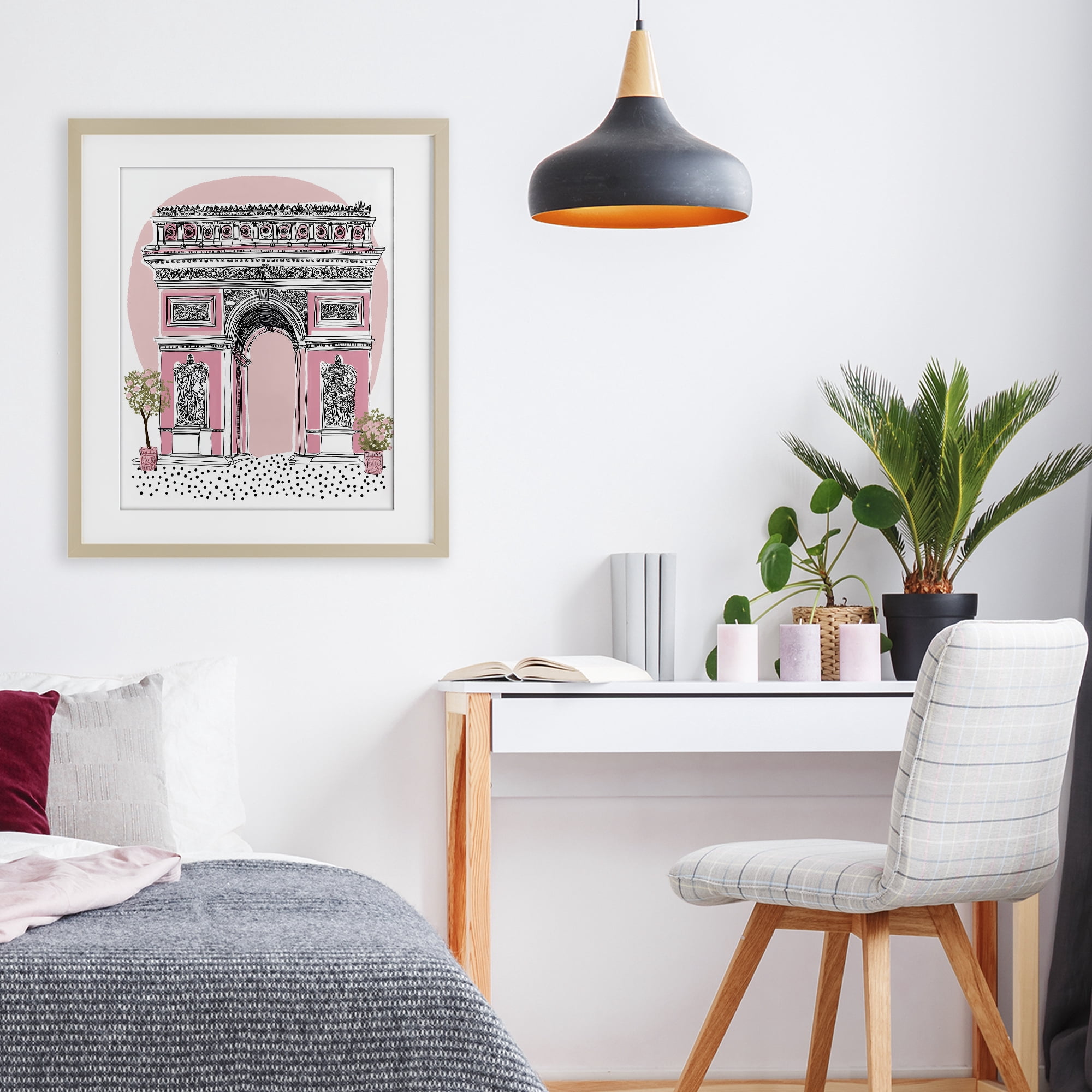 Stupell Industries Pink Neoclassical Archway Birch Framed Print Under Glass, design by Jess Stempel