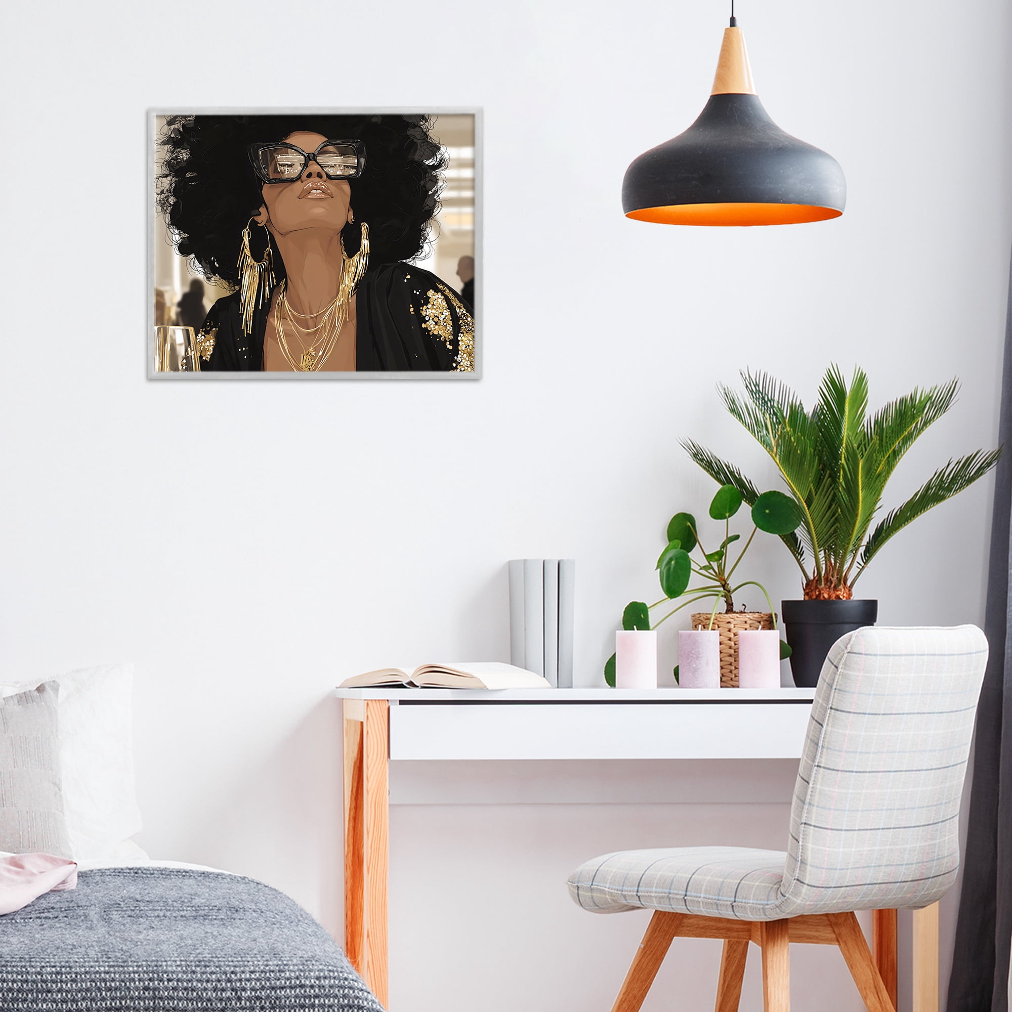 Stupell Industries Full Of Confidence Beautiful Woman Gray Framed Giclee Art, design by Franklyn Gregory