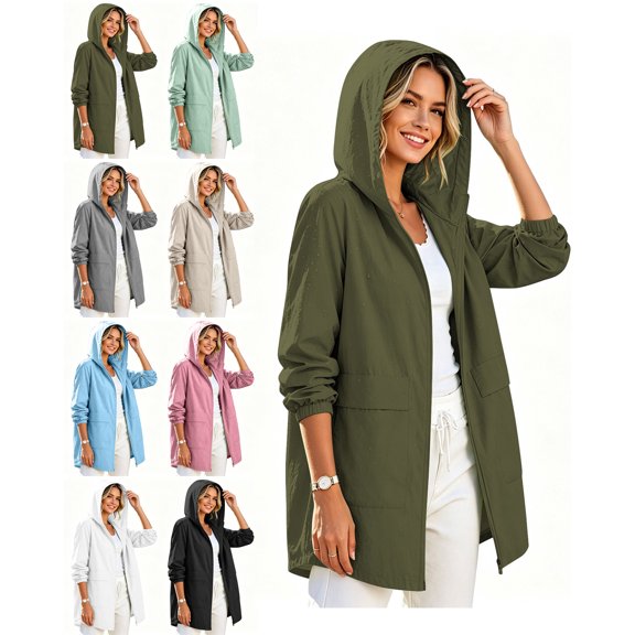 Womens Plus Size Rain Jacket Lightweight Elastic Cuffs Windbreaker Softshell Jacket Dry Breathable