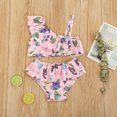 thumbnail image 2 of Baby Girl Outfits Strap Floral Print Ruched Summer 2Pcs Bikini Swimwear Swimsuit Pink 12 Months-18 Months, 2 of 2