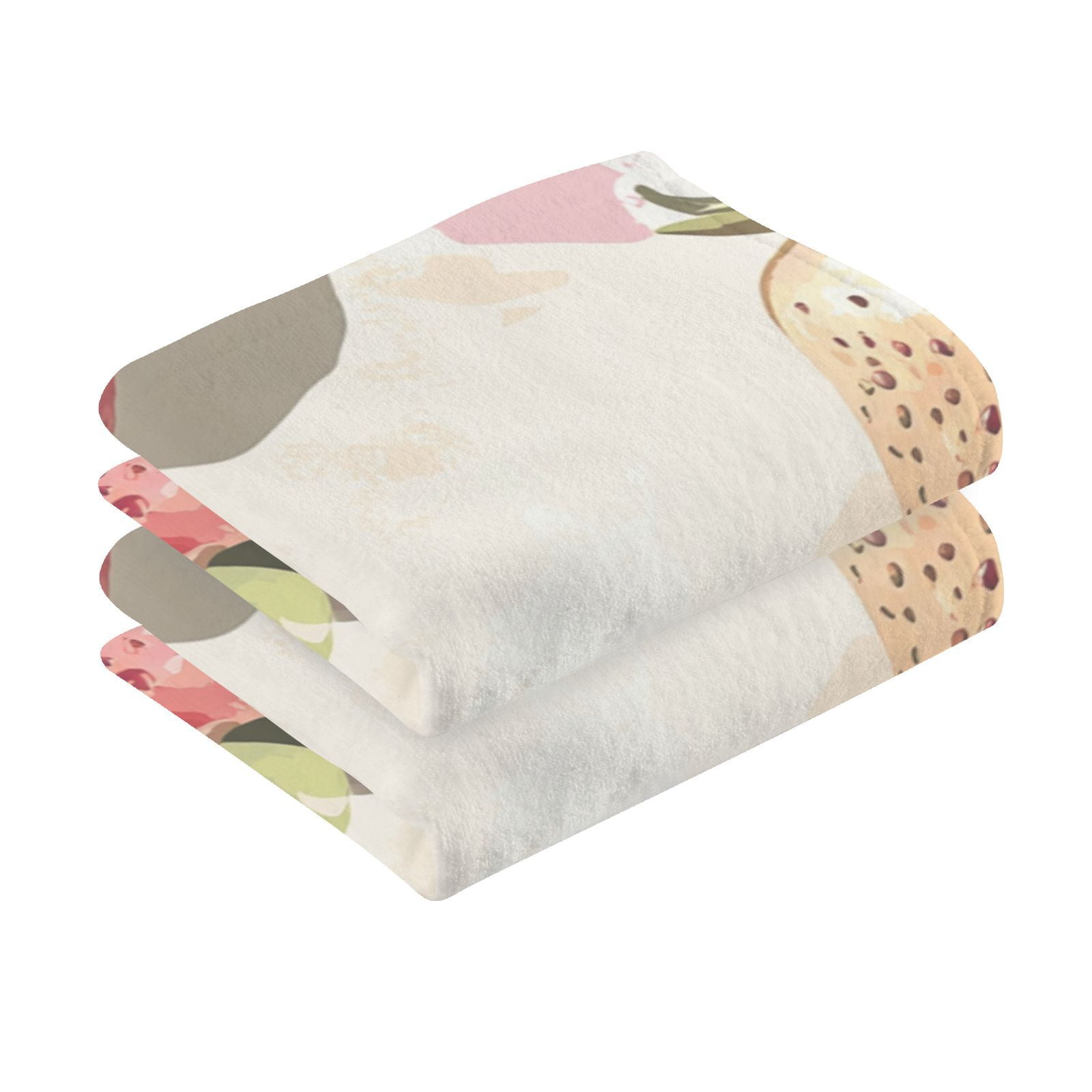 Print Strawberrys Hand Towels Cotton Bath Towels Large Face Towels Absorbent for Bathroom 2 Packs