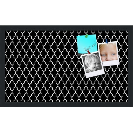 PinPix 24x14 Custom Cork Bulletin Board Quatrefoil Black Poster Board Has a Fabric Style Canvas Finish Framed in Quatrefoil Black by ArtToFrames (PinPix-116)