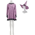 thumbnail image 2 of Nightmare Shock Pink Purple Shock Witch Dress Halloween Outfit with Hat for Women Adult, 2 of 7