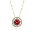 thumbnail image 4 of RYLOS Halo Designer Matching Set Yellow Gold Plated Silver: Ring, Earring & Pendant Necklace Gemstone &  Diamonds 4MM Ruby July Birthstone; Size 8, 4 of 7