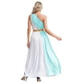 thumbnail image 2 of Eandarui Womens Halloween Ancient Greek Costume One Shoulder Vintage Trim Roman Toga Dress Light Blue S, 2 of 6