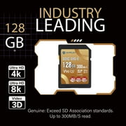 Amplim 128GB UHS-II V90 SDXC SD Card Blazing Fast 300MB/s (2000X) UHSII U3 Extreme High Speed 128 GB SD XC Memory Card for 4K 8K UHD Video Camera Camcorder. 128G TF Flash Storage
