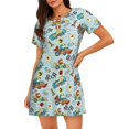 thumbnail image 1 of Vsdgher Cartoon Car Racing Pattern Womens Short Sleeve Sleepshirt Scoopneck Cute Nightdress Ruffle Comfy Nightgown, 1 of 6