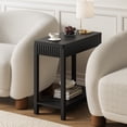 thumbnail image 3 of Aufeile End Table, Narrow Fluted Boho Wood Side Table with Storage Shelf, Small Space Accent Table, Black, 3 of 9