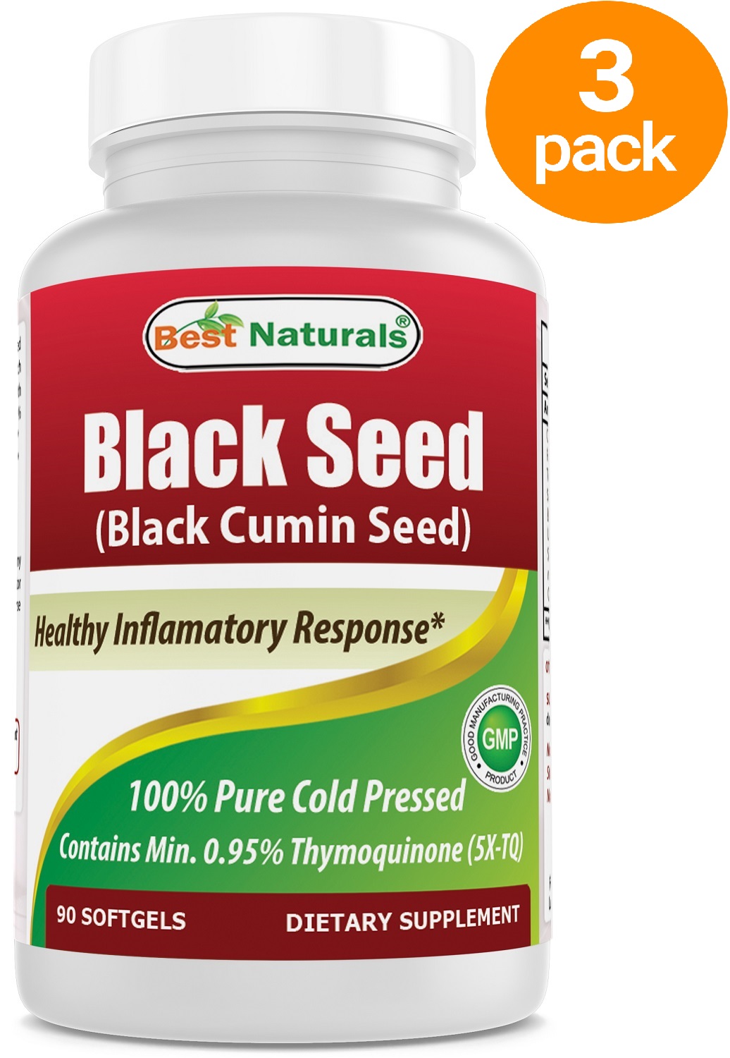3 PACK Best Naturals Black Seed Oil Capsules 500 mg 90 Count
