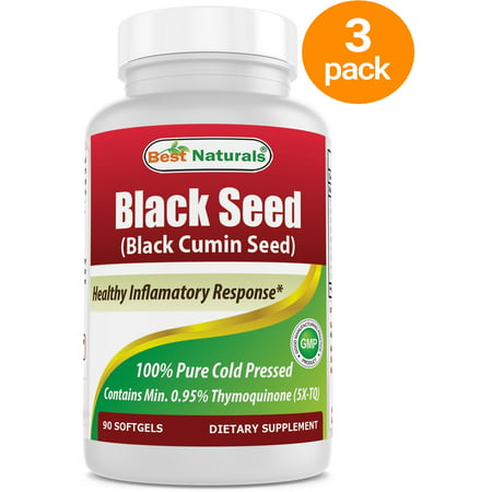 3 PACK - Best Naturals Black Seed Oil Capsules 500 mg 90 Count - Minimum 0.95% Thymoquinone per Black Cumin Seed Oil (Best Brand Of Black Cumin Seed Oil)