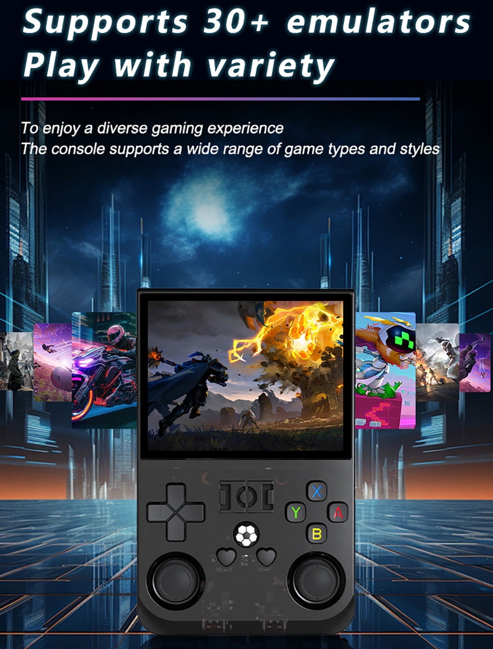 R36PRO 64G Black Open Source Handheld Game Console, 3.5-inch Screen, with Accessories