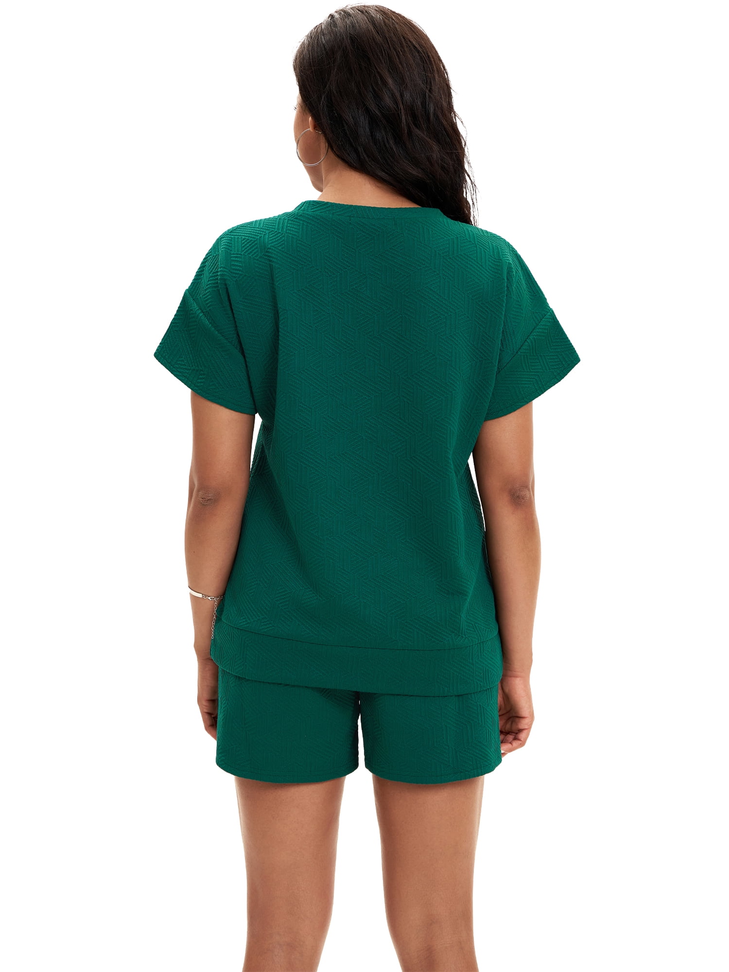 DARING DIVA Women's Summer 2 Pieces Outfits Short Sleeve Tops Shorts M Dark Green