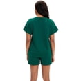 thumbnail image 4 of DARING DIVA Women's Summer 2 Pieces Outfits Short Sleeve Tops Shorts S Dark Green, 4 of 7
