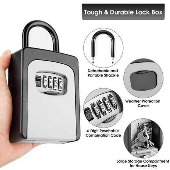 LEEYNEER Key Lock Box Outside Waterproof Security 4 Digit Combination Lockbox G6 NEW