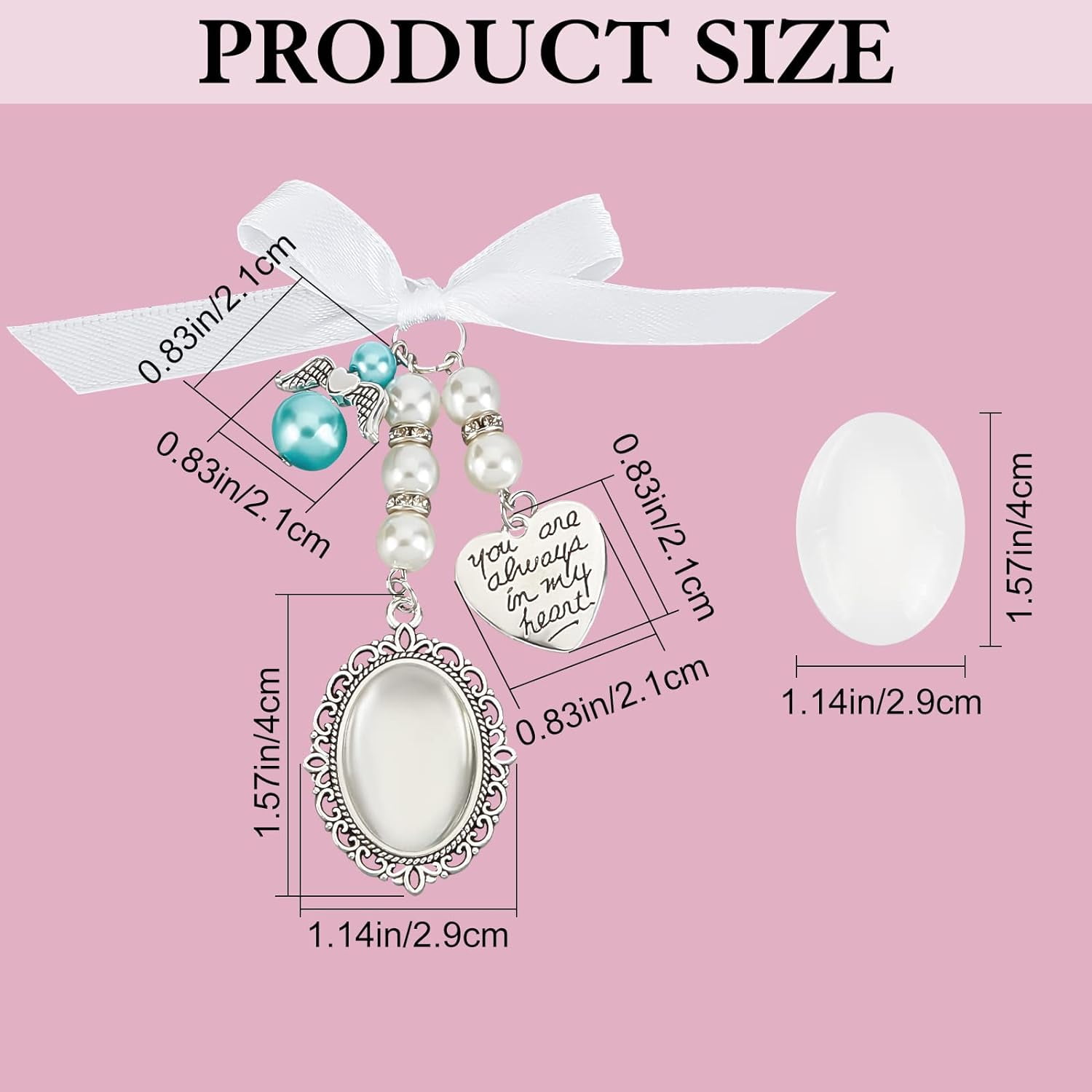 Wedding Bouquet Photo Charm – Memorial Keepsake With Photo Frame, Angel & Heart Pendant