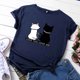 thumbnail image 1 of Pntutb Mujer Verano Lindo Gatos Impreso Camiseta Divertida Casual Manga Corta Top Blusa Pntutb Pntutb-5444, 1 of 4