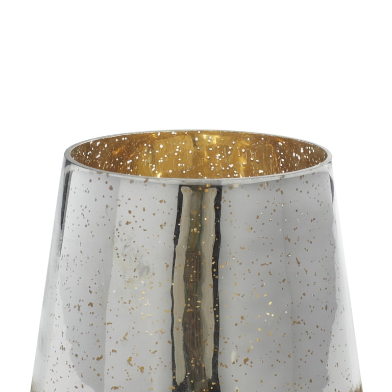 DecMode Gold Glass Candle Lantern with Mercury Finish photo 4
