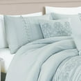 thumbnail image 5 of Chezmoi Collection 7-Piece Graceful Pale Blue Floral Chenille Pom Pom Embroidery Comforter Set, Full, 5 of 9
