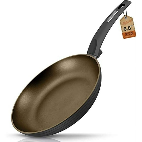 NutriChef 9.5'' Medium Fry Pan - Non-Stick Stylish Kitchen Cookware with Metallic Ridge-Line Pattern
