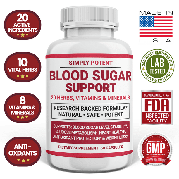 Simply Potent Blood Sugar Support Supplement, 20 Vitamins