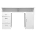 thumbnail image 4 of Ktaxon Wood Computer Desk Office Black Laptop PC Work Table Home Drawer & Keyboard Tray,White, 4 of 11