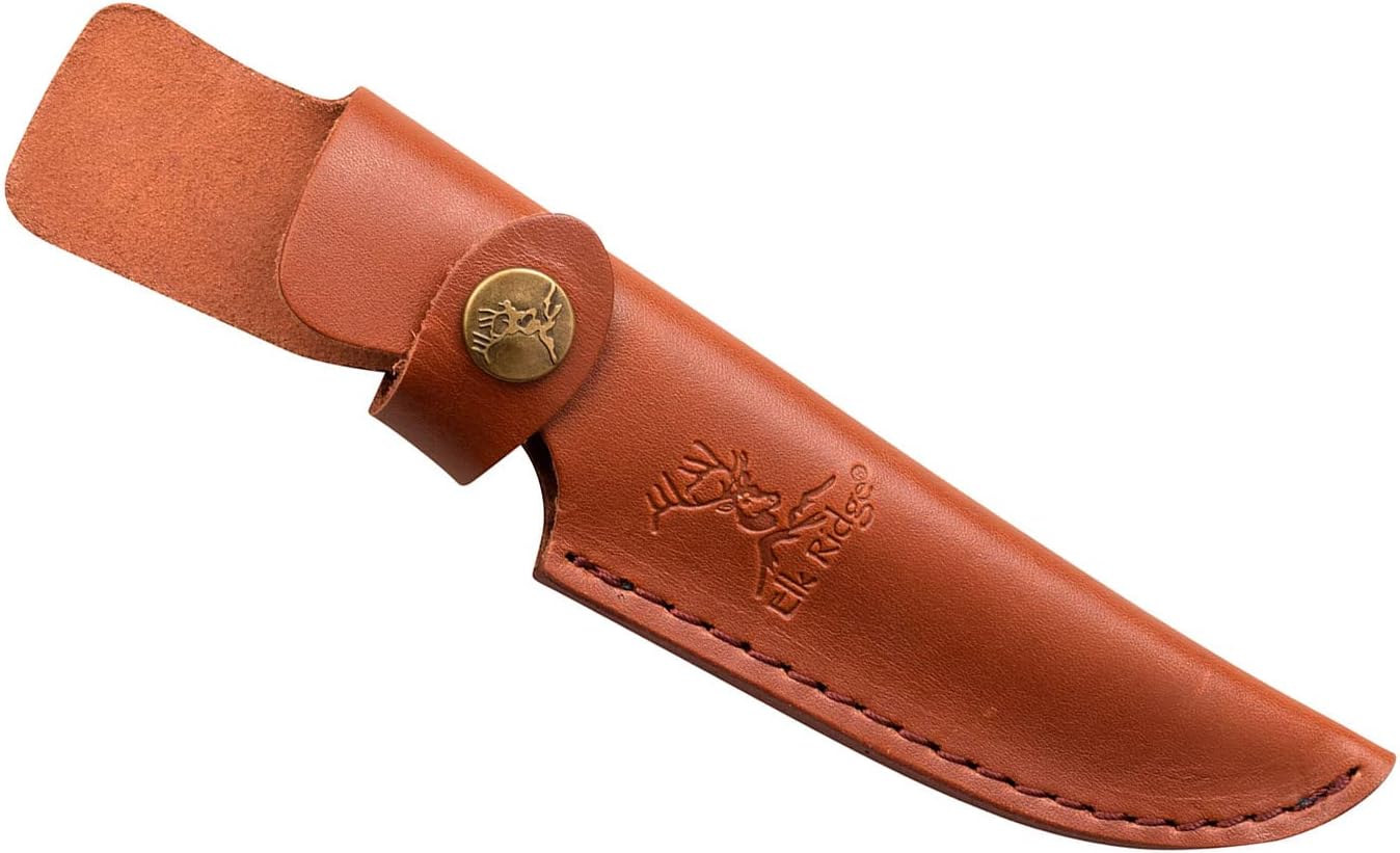 Elk Ridge ER-065 Fixed Blade Knife - 4.75" 3Cr13 Stainless Steel Blade, Wood Handle, Full Tang Outdoor Hunting Survival Tactical Knife with Nylon Sheath