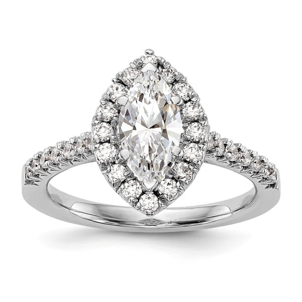 GemApex - 14K White Gold Ring Band Engagement Semi Mount Marquise (6 ...